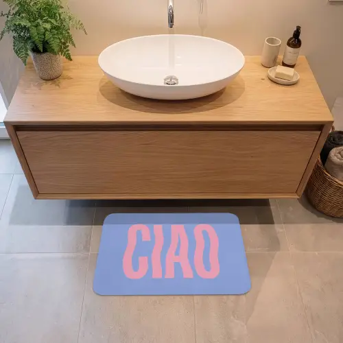 Ciao - Roze - Blauw - Golvend Badmat klein -sfeer1