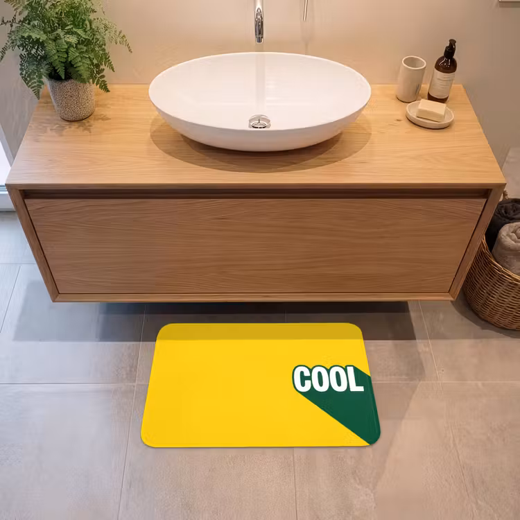 Cool - Geel - Groen Badmat klein -sfeer1