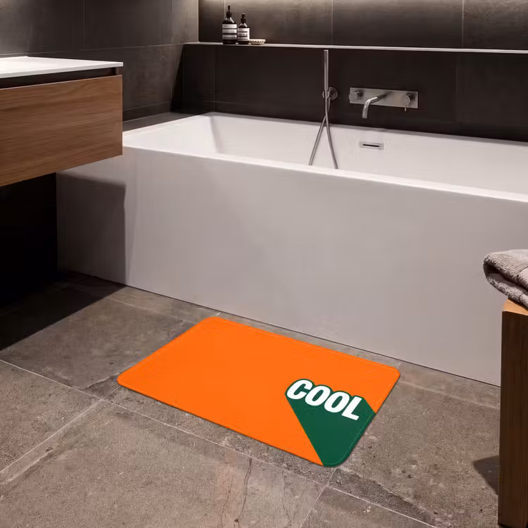 Cool - Oranje - Groen Badmat klein -sfeer3