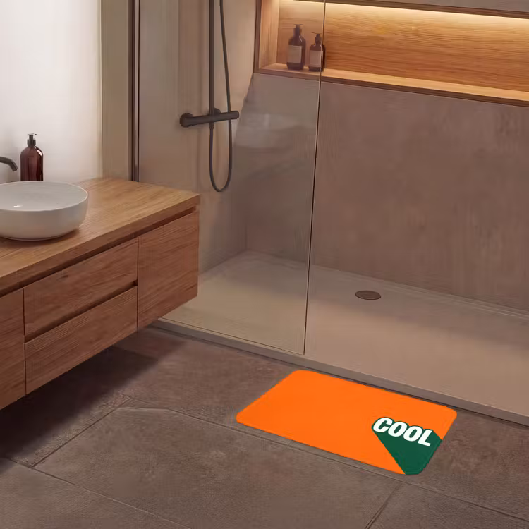 Cool - Oranje - Groen Badmat klein -sfeer2