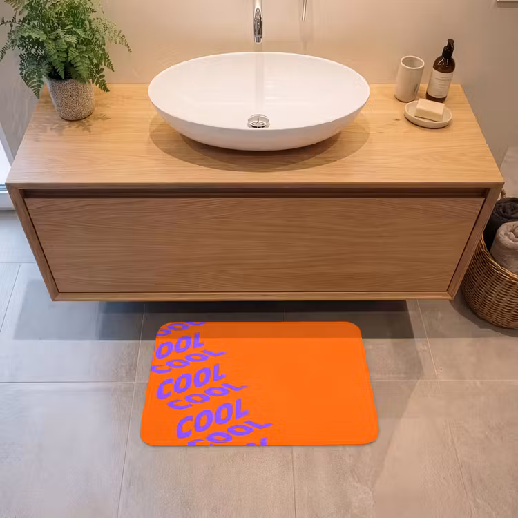 Cool - Paars - Oranje Badmat klein -sfeer1