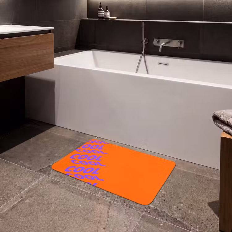 Cool - Paars - Oranje Badmat klein -sfeer3