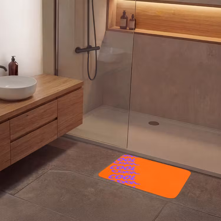 Cool - Paars - Oranje Badmat klein -sfeer2