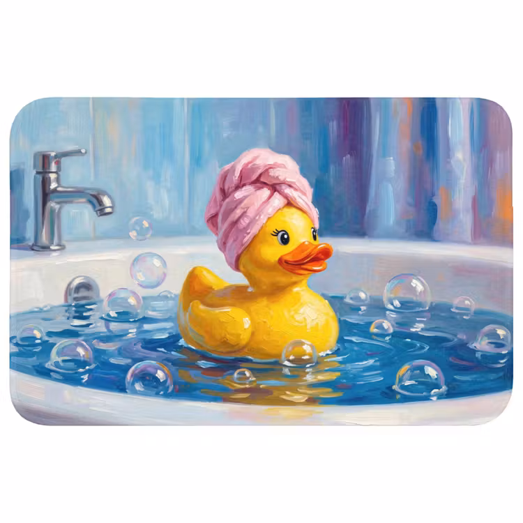 Creatief - Badeend - Kleurrijk Badmat klein -3d