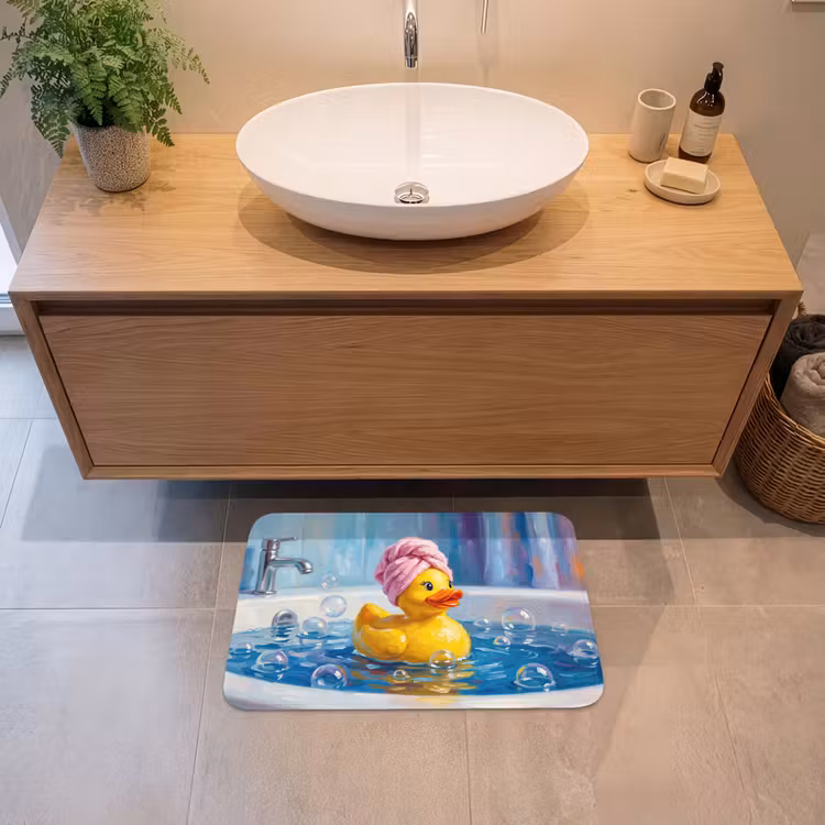 Creatief - Badeend - Kleurrijk Badmat klein -sfeer1