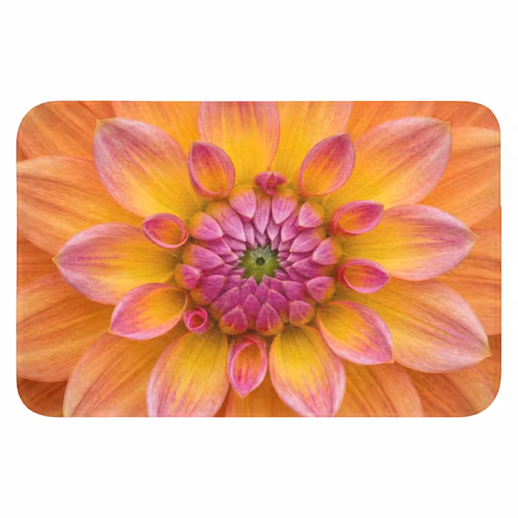Dahlia - Bloem - Oranje Badmat klein -3d