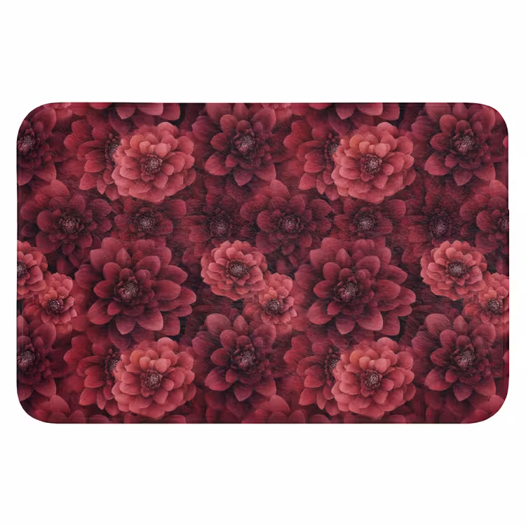 Dahlias - Bloemen - Rood Badmat klein 997 -3d