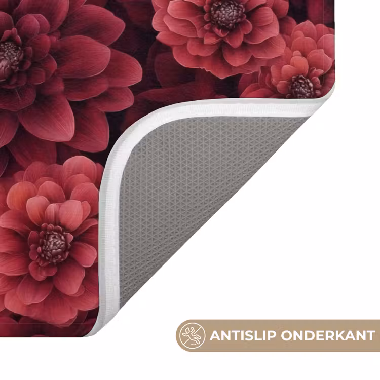 Dahlias - Bloemen - Rood Badmat klein 997 -USP_AntislipNL