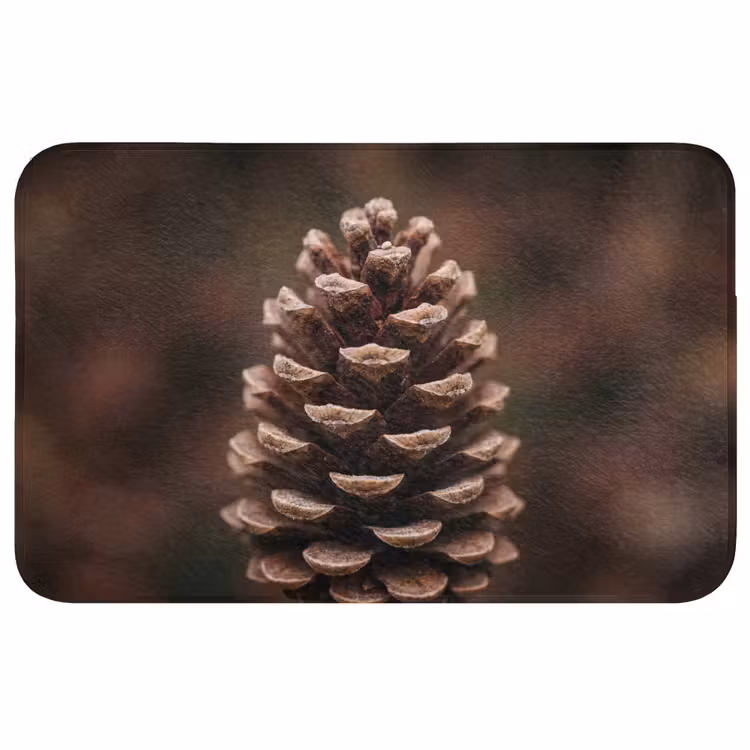 Dennenappel - Bos - Herfst - Bruin - Sfeervol Badmat klein -3d