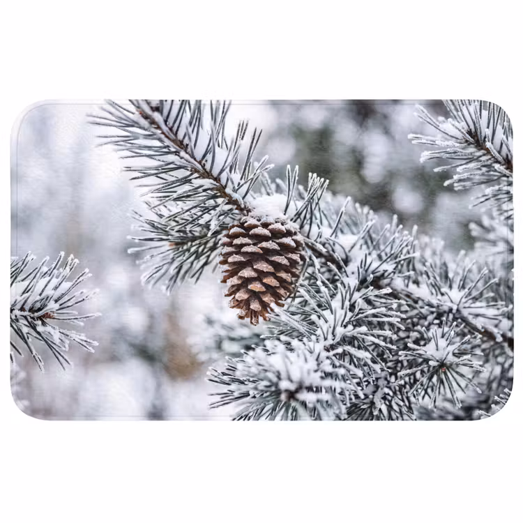 Dennenappel - Tak - Sneeuw - Winter - Sfeervol Badmat middel -3d