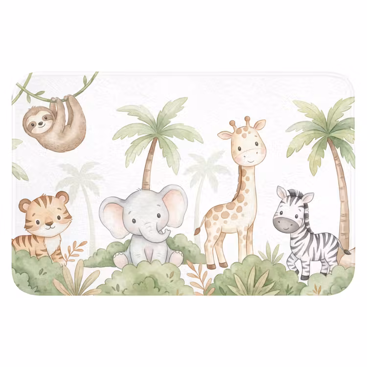 Dieren - Jungle - Pastel Badmat klein -3d