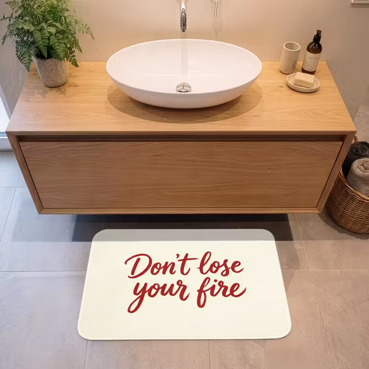Don't lose your fire - Rood - Wit - Minimalistisch Badmat middel -sfeer1