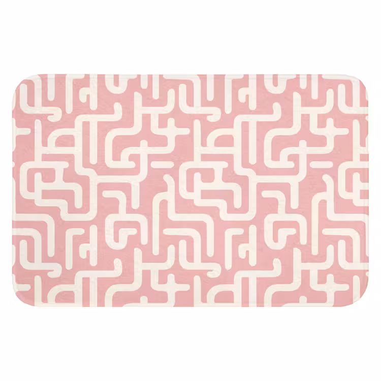 Doolhofpatroon - Roze - Wit - Abstract Badmat klein 997 -3d