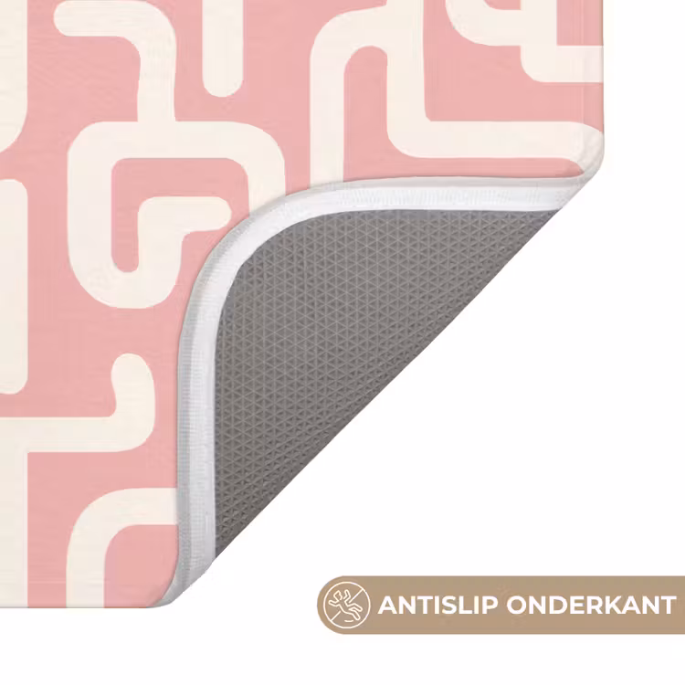 Doolhofpatroon - Roze - Wit - Abstract Badmat klein 997 -USP_AntislipNL
