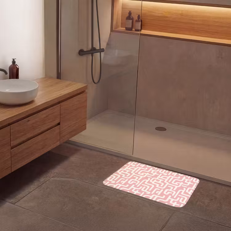 Doolhofpatroon - Roze - Wit - Abstract Badmat klein 997 -sfeer2