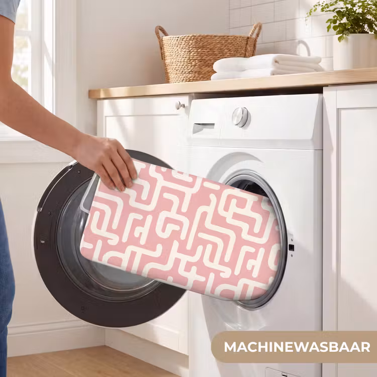 Doolhofpatroon - Roze - Wit - Abstract Badmat klein 997 -USP_WasbaarNL