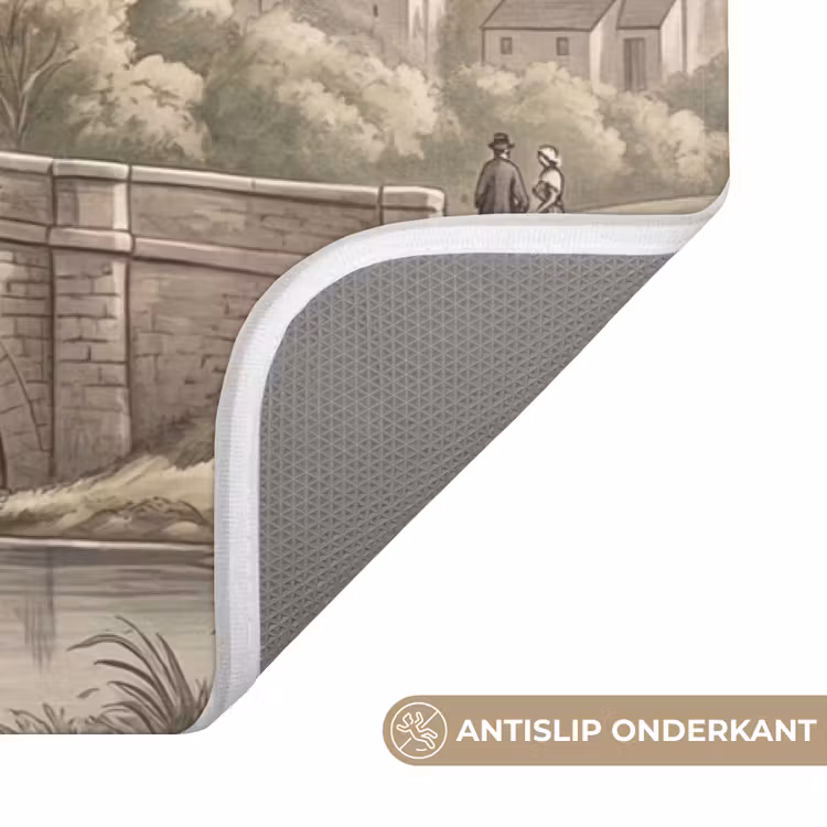 Dorp - Brug - Uitzicht - Groen Badmat middel -USP_AntislipNL