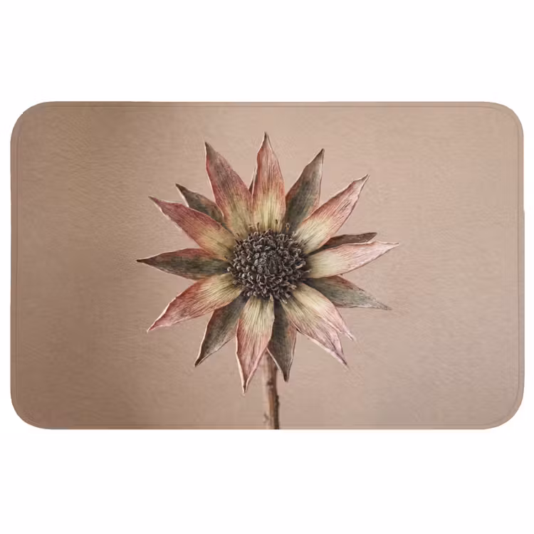 Droogbloem - Protea - Vintage - Beige - Rustiek Badmat klein -3d