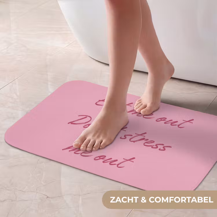 Eat me out don't stress me out - Roze - Handgeschreven Badmat klein -USP_ZachtNL
