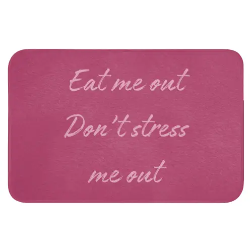 eat me out don't stress me out - Roze - Minimalistisch Badmat klein -3d