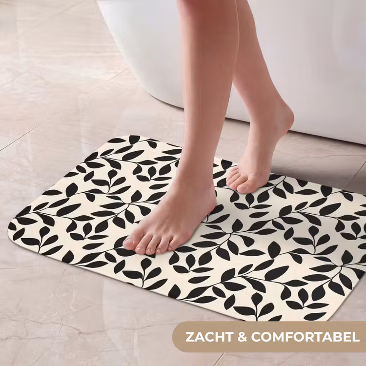 Elegant - Patroon - Zwart - Beige Badmat klein 997 -USP_ZachtNL