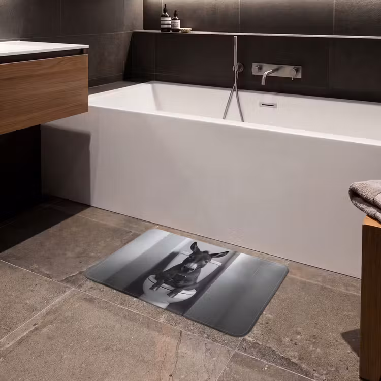 Ezel - Telefoon - Toilet - Zwart - Wit Badmat klein -sfeer3
