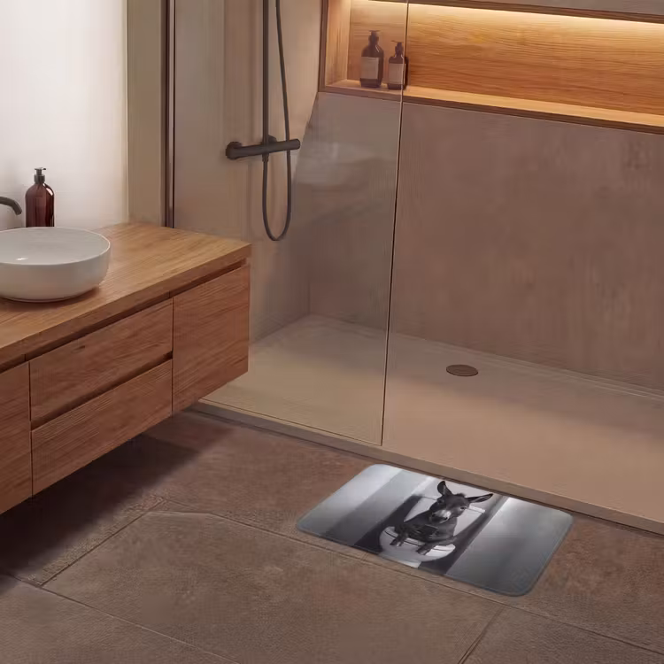 Ezel - Telefoon - Toilet - Zwart - Wit Badmat klein -sfeer2