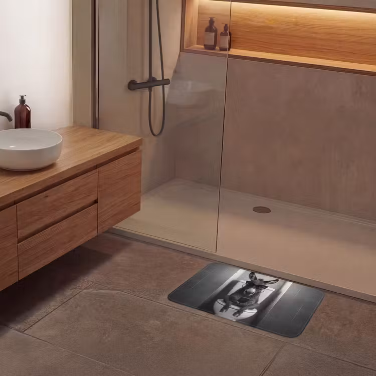 Ezel - Telefoon - Toilet - Zwart - Wit Badmat klein -sfeer2