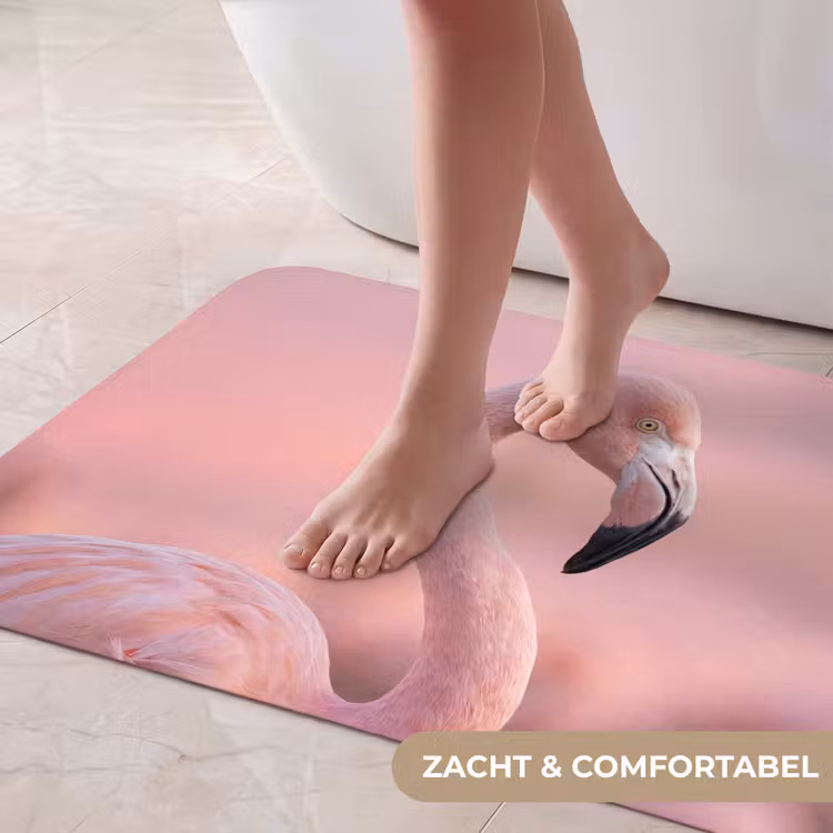 Flamingo - Portret - Roze Badmat klein -USP_ZachtNL