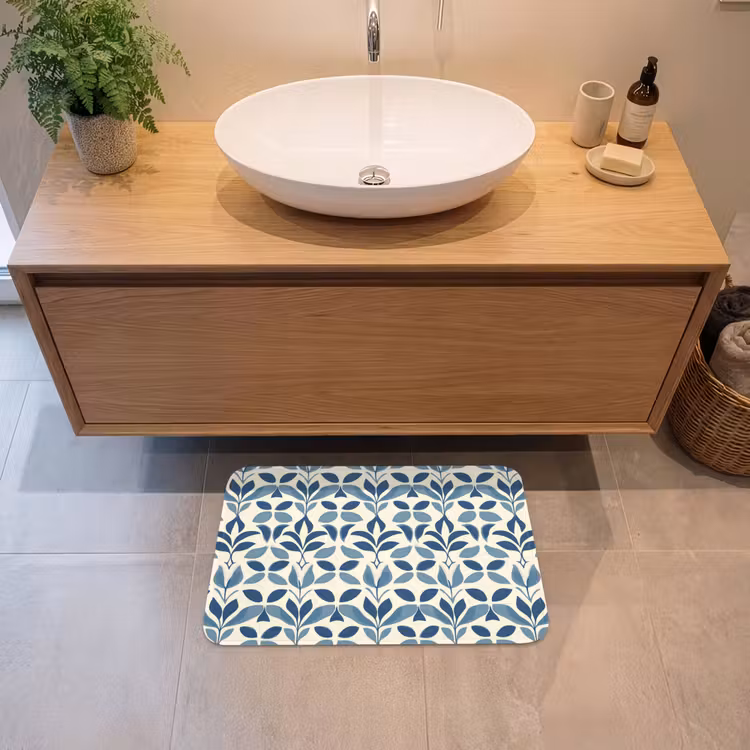 Flora - Modern - Blauw Badmat klein 997 -sfeer1