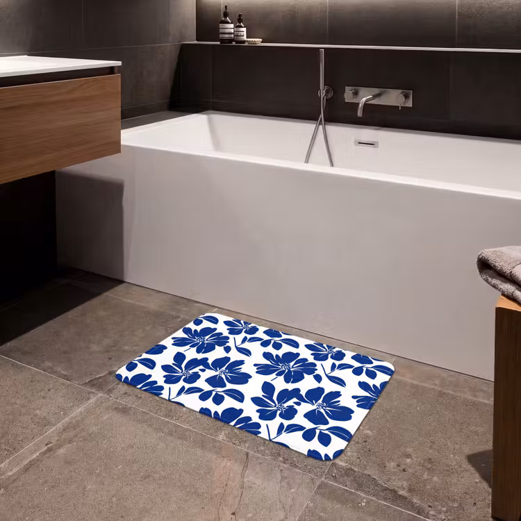Floraal - Modern - Blauw Badmat klein 997 -sfeer3