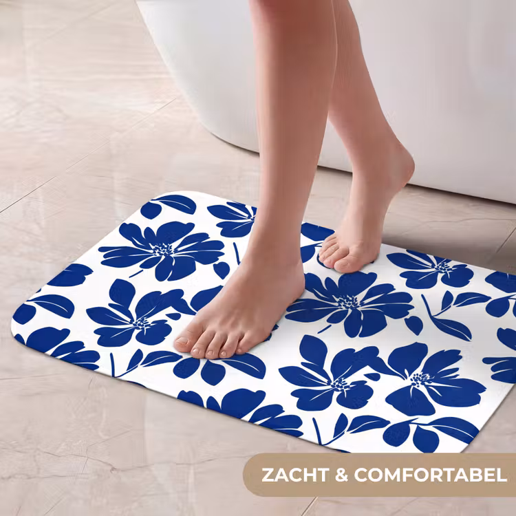 Floraal - Modern - Blauw Badmat klein 997 -USP_ZachtNL