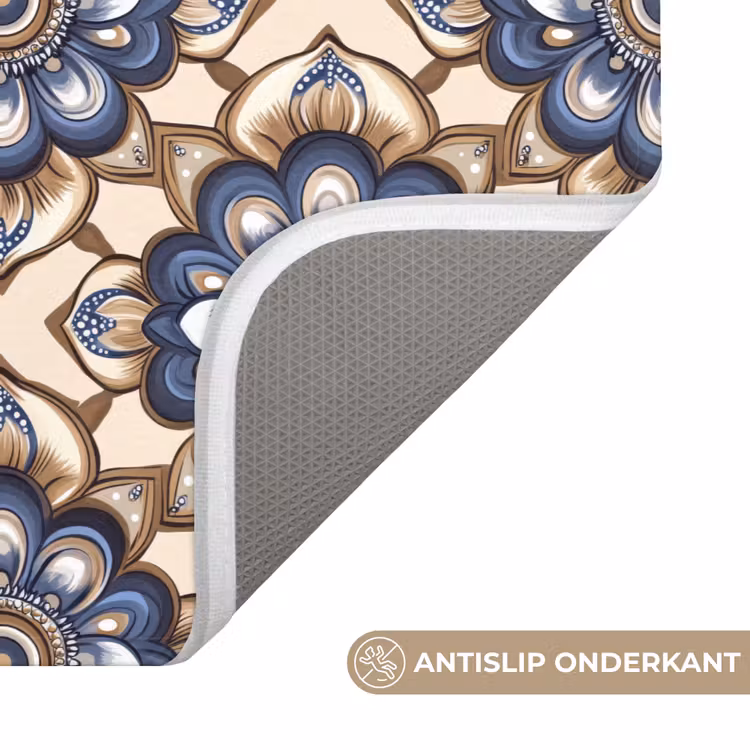 Floraal - Ornament - Blauw Badmat klein 997 -USP_AntislipNL