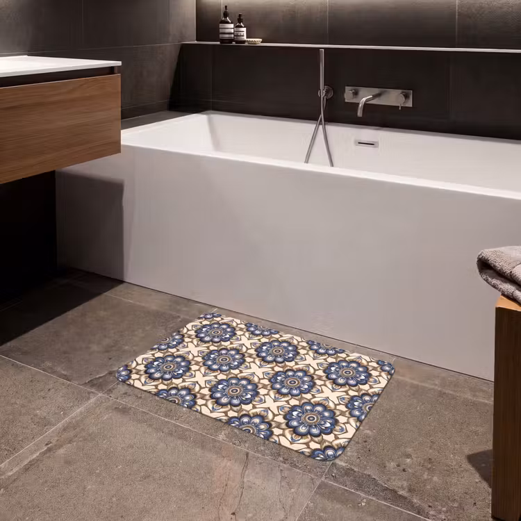 Floraal - Ornament - Blauw Badmat klein 997 -sfeer3