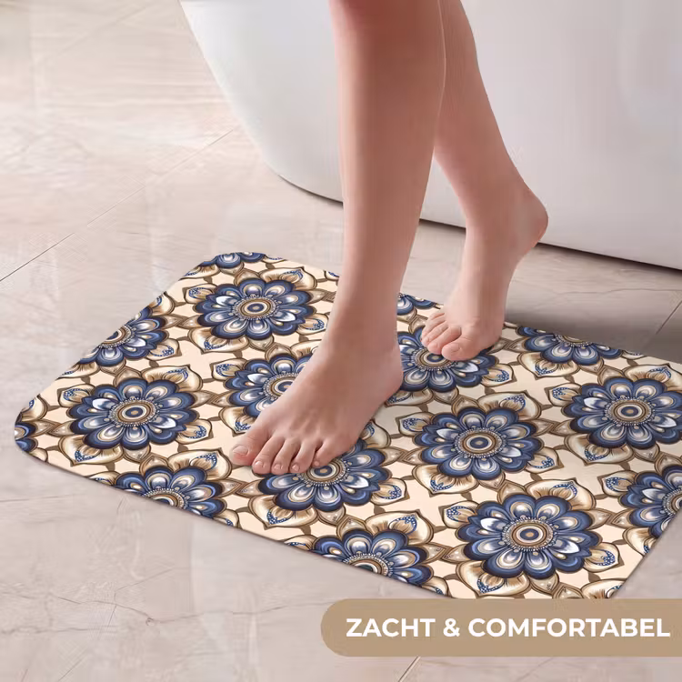 Floraal - Ornament - Blauw Badmat klein 997 -USP_ZachtNL