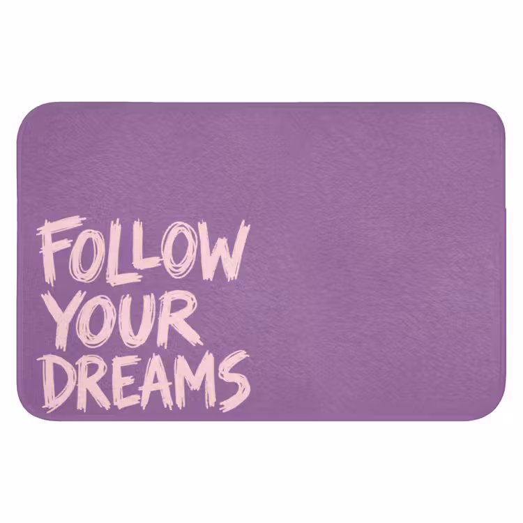 Follow your dreams - Paars - Penseeltextuur Badmat klein -3d
