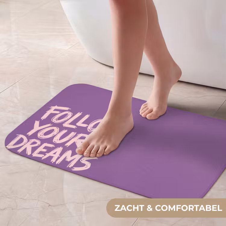 Follow your dreams - Paars - Penseeltextuur Badmat klein -USP_ZachtNL