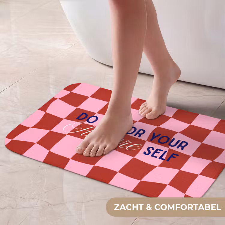 Furture - Geblokt - Rood Badmat klein -USP_ZachtNL