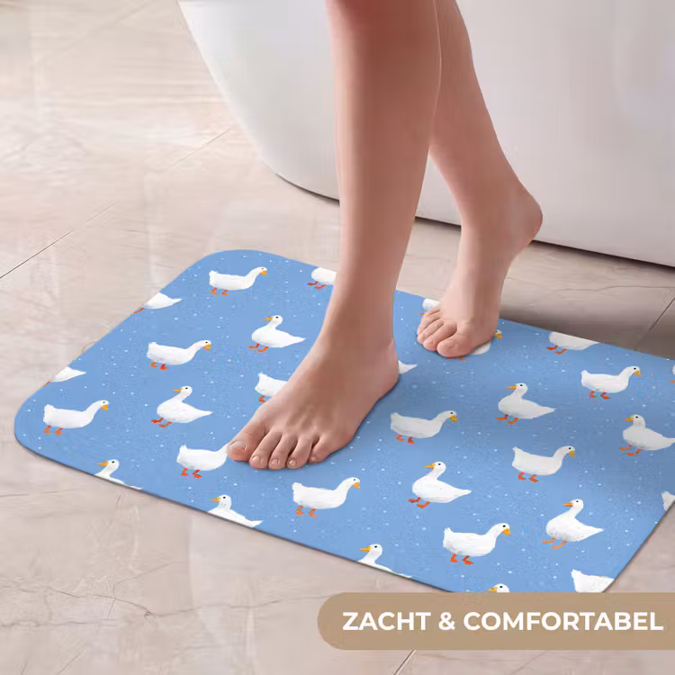 Ganzen - Elegant - Blauw Badmat klein 997 -USP_ZachtNL