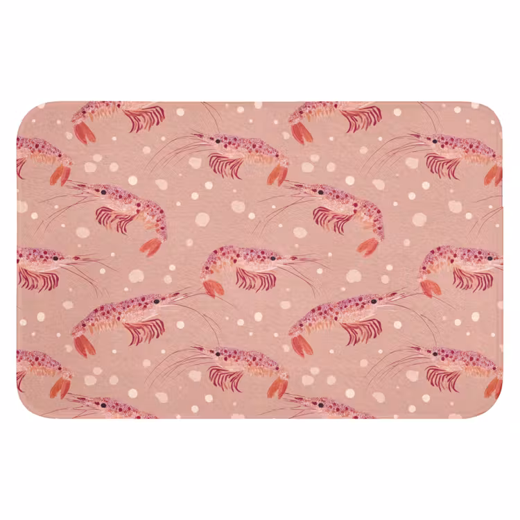 Garnalen - Stippen - Roze Badmat klein 997 -3d