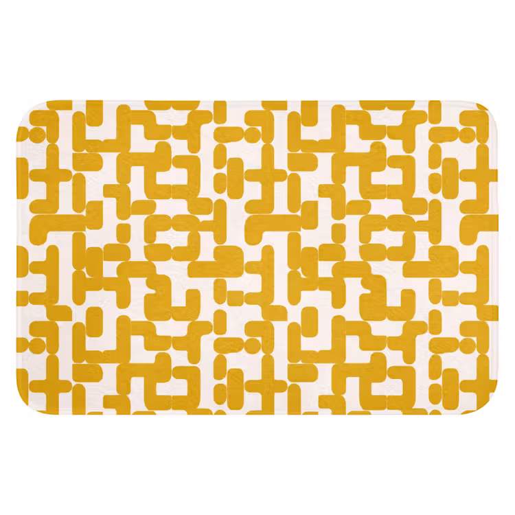 Geel - Beige - Patroon Badmat klein 997 -3d