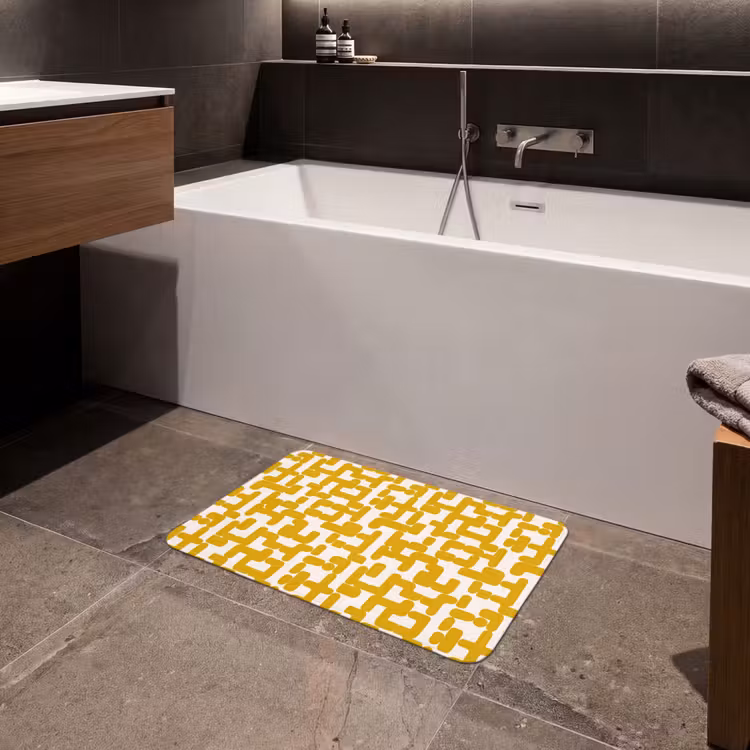Geel - Beige - Patroon Badmat klein 997 -sfeer3