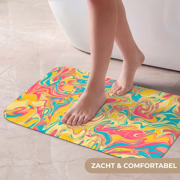 Geel - Roze - Blauw - Retro Badmat klein -USP_ZachtNL