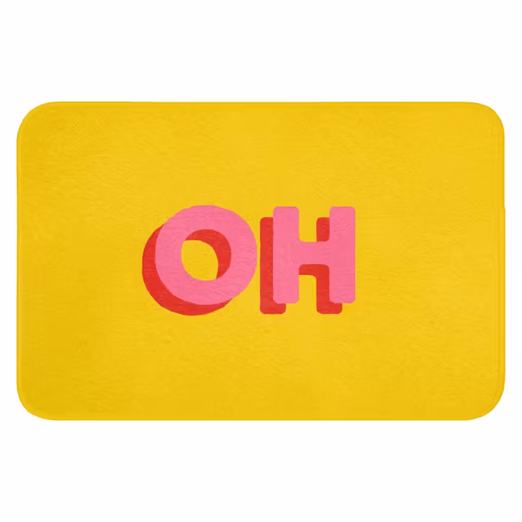 Geel - Roze - Oh - 3D Badmat klein -3d