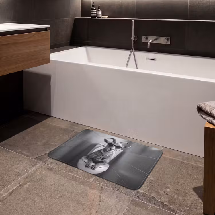 Geit - Telefoon - Toilet - Zwart - Wit Badmat klein -sfeer3