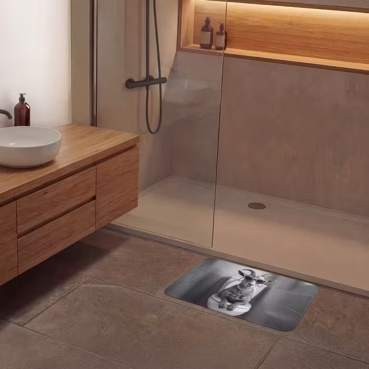 Geit - Telefoon - Toilet - Zwart - Wit Badmat klein -sfeer2