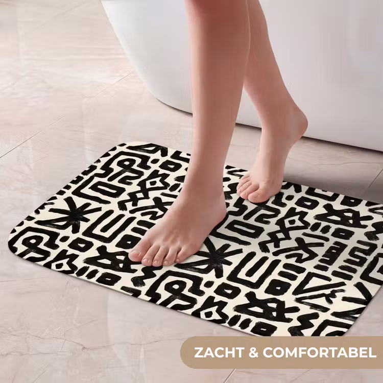 Geometrisch - Figuren - Zwart Badmat klein 997 -USP_ZachtNL