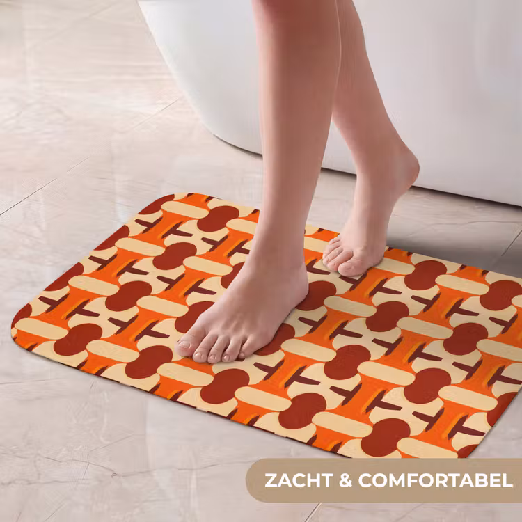 Geometrisch - Retro - Oranje Badmat klein 997 -USP_ZachtNL