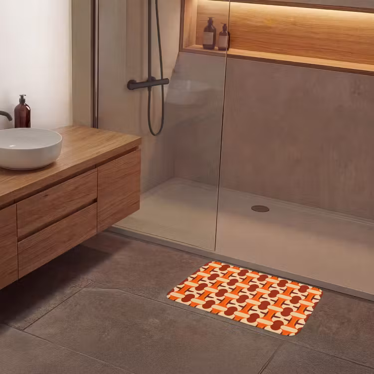 Geometrisch - Retro - Oranje Badmat klein 997 -sfeer2