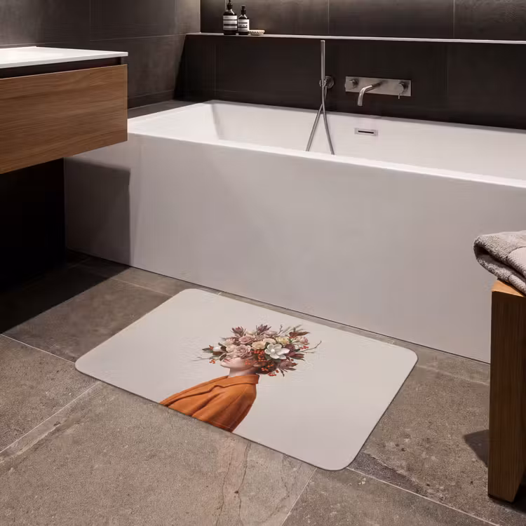 Gezicht - Boeket - Kleurrijk Badmat klein -sfeer3